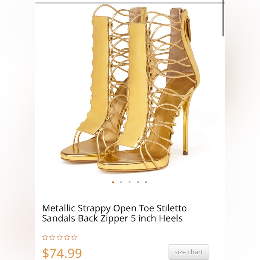 Metallic Strappy Open Toe Stiletto Sandals